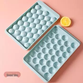 Лето с крышкой Круглый поднос для ледяных шариков - Креативная форма для самодельных кубиков льда на 33 ячейки Small 11.7*18.5