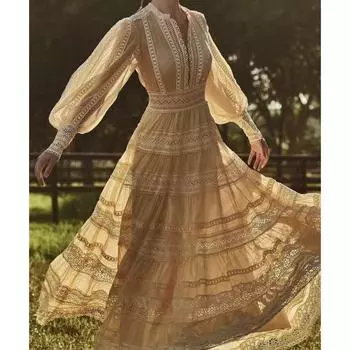 Лето Весна Женское Длинный Рукав Макси Вечеринка Vestido V-образный вырез Кружева Вышивка Элегантный Вечерний Свадебный Невесты Платье Рубашка XXL белый