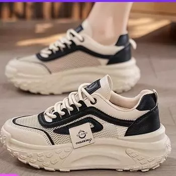 Лето-весна-осень удобные кроссовки на платформе для бега, дышащая удобная женская обувь, женская обувь на массивном каблуке, женская обувь для девочек 35 чёрный