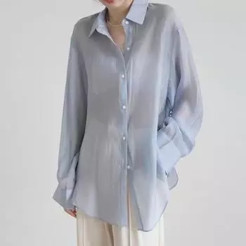 Лето-весна женская куртка Тонкая солнцезащитная защита от УФ-лучей Быстросохнущая охлаждающая сплошная цветная лацкан Однобортная рубашка на шнуровке с длинным рукавом Велоспорт S зелёный