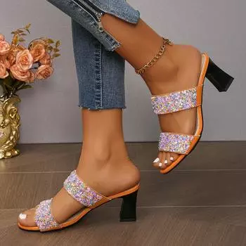 Летом 2024 года в моду войдут новые женские туфли на высоком каблуке в европейском и американском стиле с одним словом — большие квадратные туфли с толстым каблуком. 35 оранжевый