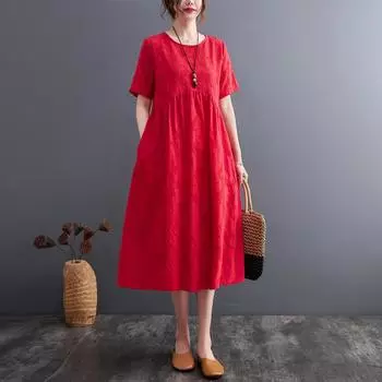 Летом 2025 года в продажу поступит новая корейская версия литературного и художественного платья, прикрывающего живот, и тонкого жаккардового хлопка. M белый