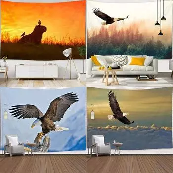 Летящий орел лесной гобелен офис гостиная украшение домашний настенный гобелен 100x75cm