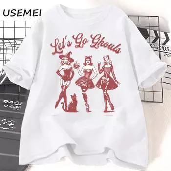 Lets Go Retro Halloween Spooky Mama Футболка женская повседневная хлопковая осенняя футболка Witchy с коротким рукавом женская одежда осенние футболки S