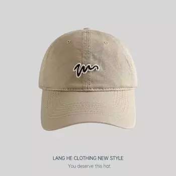 Letter Baseball Cap Female K-style Easiest for Match Spring Washed Soft Top Men s Peaked Cap Sunlight Blocker for Summer Hat Tide Kakh Adjustable 55-59cm