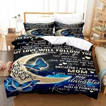 Letter Butterfly Print Bedding Set 3D Duvet Cover Luxury Fancy Queen King Home Textile Decor For woman Wilf Gift Bed Linen Eu Twin 135x200cm