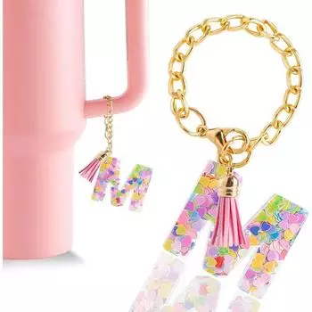 Буквы Шарм Аксессуары для Чашки 1 ШТ. Милый Инициал Брелок Ручка Шарм для Стакана для Женщин Девочек