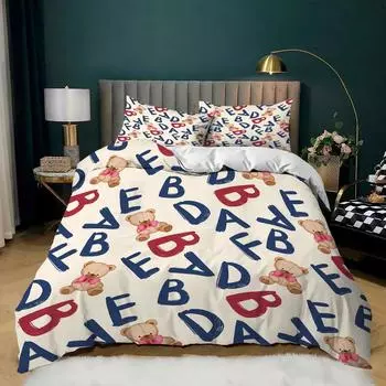 Letter Dragonfly Single Three-Piece Bedding Quilt Cover 135 * 200 (two-piece set) 90g