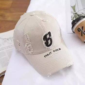 Letter embroidery hole design wide brim show face small baseball cap new brim men s fashion versatile cap women M56-58cm чёрный