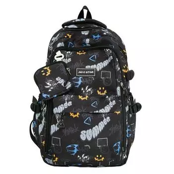 Letter Fashionable Shape Smiley Face Graffiti Large Capacity Student Backpack