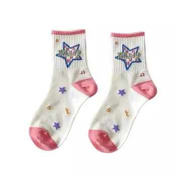 Letter Flower Ankle Socks Y2K Cartoon Mid-Calf Socks Funny Star Short Socks Spring Style 5