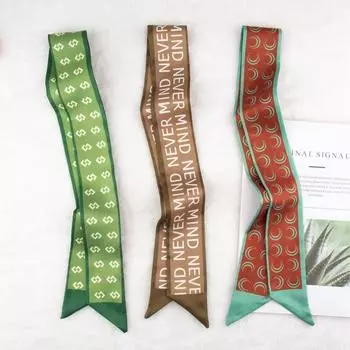 Буква Gentle Feel Daily Collocation Маленький шелковый шарф Женская повязка для волос Тонкая узкая лента для волос Сумка Весна и лето Корейская версия повязки для волос