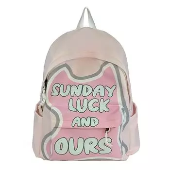 Letter Graffiti Backpack Large Capacity Women s Lightweight Backpack Student Schoolbag розовый