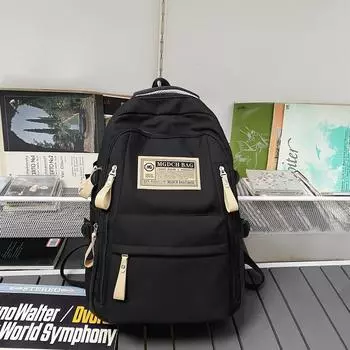 Letter Pattern Backpack With Large Capacity Scratch Resistant Splash Resistant Black,33*19*46cm