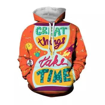 Letter Pattern Loose Hoodie 3D Digital Printing Men s and Women s Fashion Joint Hip-hop Jumper Men s Casual Long Sleeves L