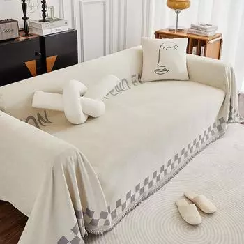 Письмо в клетку с принтом дивана, полотенце, покрывало из синели, универсальный чехол для дивана, покрывало для дивана, чехол для гостиной, декор 180x130