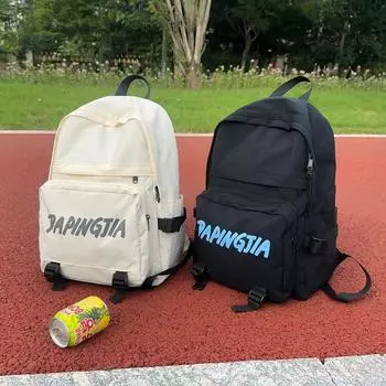 Letter Print Backpack Women s Travel Lightweight Backpack Men s Commuter Student Schoolbag чёрный