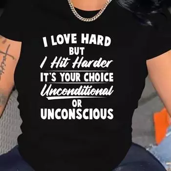 Футболка с круглым вырезом и принтом букв, повседневная футболка с коротким рукавом для лета, женская одежда, женская футболка, женская одежда, футболки S чёрный