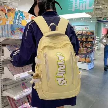 Letter Student School Bag Female Backpack Large Capacity Children School Bag чёрный