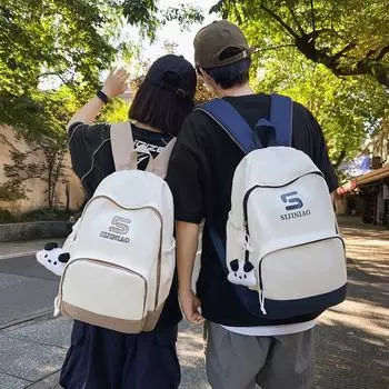 Letter Student Schoolbag Women s Large Capacity Backpack Men s Computer Travel Backpack чёрный