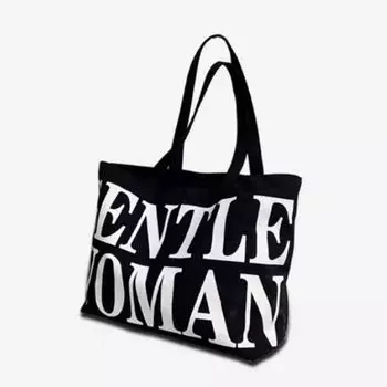 Letter Thailand Satchel Commuter Tote Canvas Bag Black