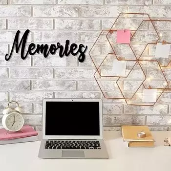 Letters Memories Metal Wall Decoration - Exquisite Iron Art Decorations Hanging Wall Art Wall Sticker that Evokes Nostalgia светло-серый