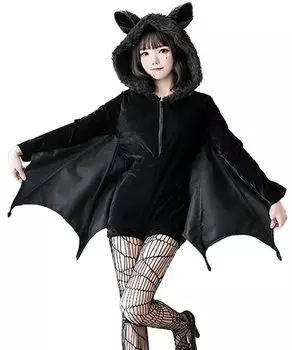 Летучая мышь Хэллоуин Косплей Вампир Маскировка Дьявол Костюм Взрослый Ажурные Колготки Комплект [milky time] (L) чёрный