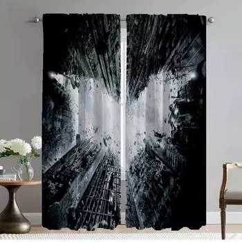 Летучие мыши Человек Шторы для спальни Хэллоуин украшения Элегантные шторы для комнаты 2 шт Разделение затемняющие шторы Оттенки гостиная ребенок W50xH70cmx2pcs-CL