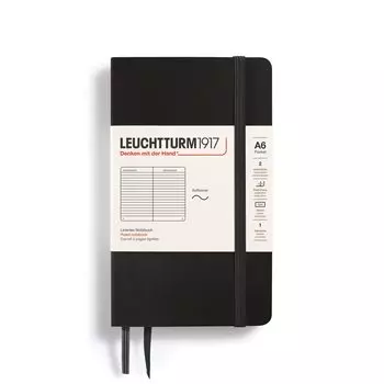 Leuchtturm Note A6 Горизонтальная линейка Мягкая обложка Черная 306017 Подлинный импортный продукт