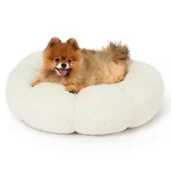 Leure Dog and Cat Pet Flower Pet Полностью удобная для маленьких домашних животных Белая кровать, Кровать, Моющаяся, Пушистая, Нескользящая, Форма, Подушка, Моющаяся, Уход, Кошки, Собаки, белый