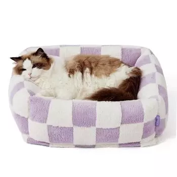 Leure Dog Pet Прямоугольный кошачий съемный Легко гладить Все для маленьких собак и 50x48x15 см Кровать, Кровать, Кровать, Мягкий, Пушистый, Нескользящий, Чехол, Чистый, Милый, фиолетовый
