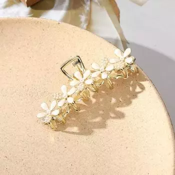 LEVAO Women Elegant Rhinestone Alloy Hair Claw Metal Flower Fashion Headwear Horsetail Crab Claw Barrettes Hair Accessories