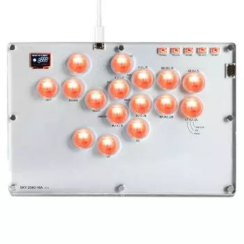 Leverless Akecon Thin Low Pro 16 Button Leverless Knee Restable для PS3 RGB LED Light DIY Hot Wide Top Rapid Fire Fighting Game Японская инструкция белый