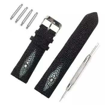 [Levetta] Ремешок для часов из кожи ската Garusha Stingray Black Black Point 21 мм Пружинный стержень с возможностью снятия пружинного стержня [090-1stb21-1]