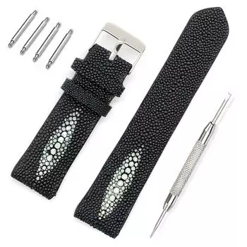 [Levetta] Ремешок для часов из кожи ската Garusha Stingray Charcoal Gray Point 19 мм Пружинный стержень с возможностью снятия пружинного стержня [090-4stb19-1]