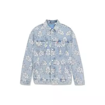 Levis Gundam Collaboration SS24 Контрастная джинсовая куртка с аниме-принтом Mecha Мужские куртки Голубые A7410-0000