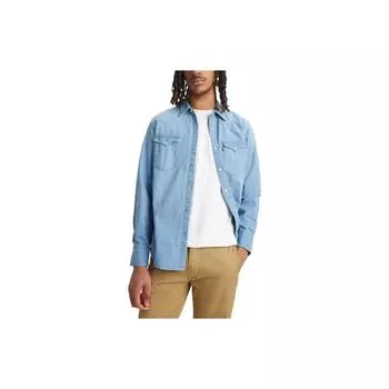Levis однотонная однобортная рубашка с острым воротником и длинными рукавами, мужские топы, светло-голубые 85744-0047