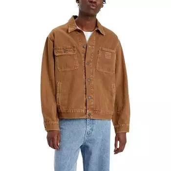 Levis Pure Color Удобная пригородная свободная куртка с длинным рукавом Мужская куртка Коричневая A4820-0004