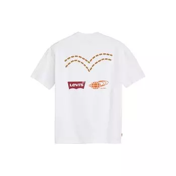 Levis x Beams SS24 Super Wide V2 Series Футболка с короткими рукавами и принтом логотипа Топы унисекс Белые A8425-0000