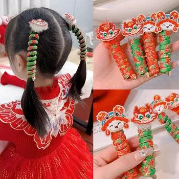 Лев Dongbei Цветок Кольцо Для Волос Цветок Дракон Резинка Забавные Новогодние резинки для волос Вечеринка