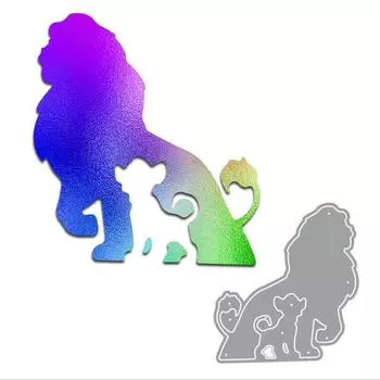 Лев и щенок дизайн стиль металлический трафарет для DIY скрапбукинг альбом фото тиснение бумажная карта ремесленный декор серебряный