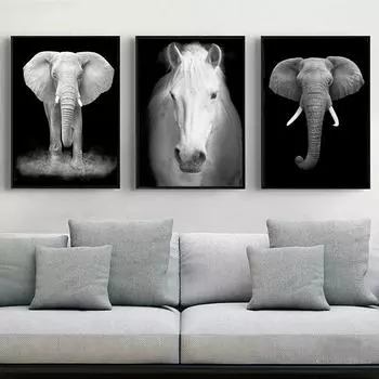 Лев, слон, олень, зебра, холст, картина, скандинавские постеры с животными и принты, настенная художественная картина для гостиной, Настенный декор, Cuadros 21x30 No Frame