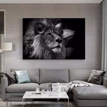 Лев животное на холсте принт скандинавский постер с изображением льва скандинавский настенный художественный рисунок для гостиной украшение дома безрамное 21x30cm No Framed