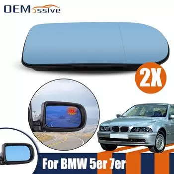 Левая и правая дверь, боковое зеркало, стекло с подогревом для BMW 5 серии E39 525i 528i 530i 540i E E38 740i 750i задняя панель Spiegelglas Left синий