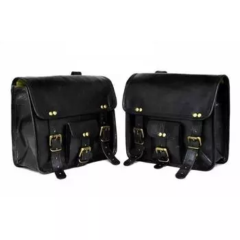 Левая и правая седельные сумки Сумка для мотоцикла Черная кожаная седельная сумка с двумя корзинами 9 X 11 X 4 чёрный