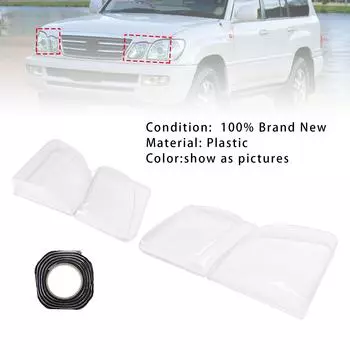 Левая+Правая Передняя Фара Прозрачная Линза Для Lexus LX470 1998-2007