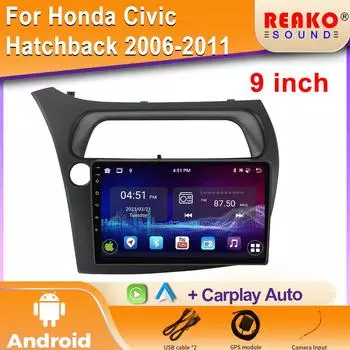 Левая ручка управления для Honda Civic Hatchback 2006-2011 Автомобильное радио Android Мультимедиа Навигация CarPlay GPS Стерео 2 Din Экран 4 core 1GB+32GB carplay