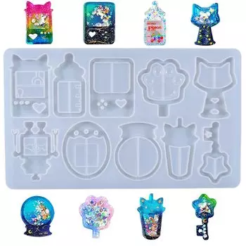 lewaul Силикон 10 Смола Зыбучие пески Движущаяся игра Детский НЛО Кот Милый подарок Форма, Типы, Форма, Форма, Робот, Содержимое, Консоль, Бутылка, Ловец, Ухо,