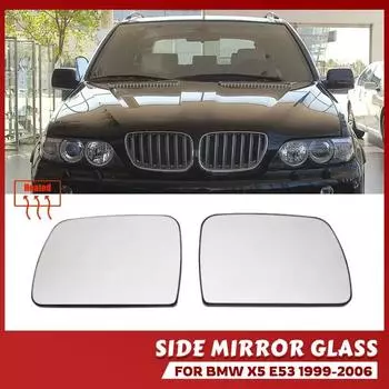 Левое и правое боковое белое обогреваемое стекло зеркала заднего вида с широким углом обзора для BMW X5 E53 1999 2000 2001 2002 2003 2004 2005 2006