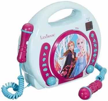 Lexibook CD-плеер с микрофоном для двух человек, чтобы петь Frozen, работающий от батареек RCDK100FZ, оригинальный продукт